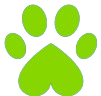 a green paw print
