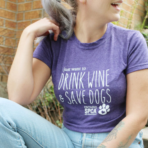 I Just Want to Drink Wine and Save Dogs T-Shirt (Women's)