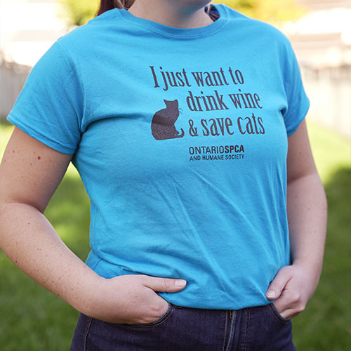 I Just Want to Drink Wine and Save Cats T-Shirt (Women's)